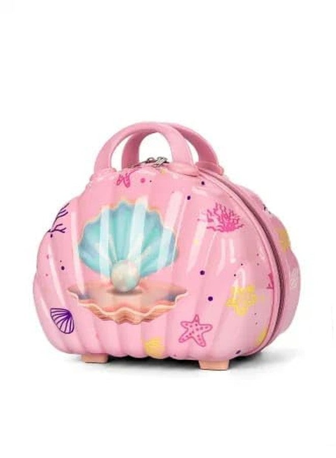 Swarn Products منتجات سوارن، حقيبة سفر وحقيبة يد للأطفال بتصميم صدفة لطيف مع عجلات دوارة وسعة جيدة، قطعتان (لون وردي) - Image 2